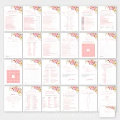 50 Bridal Shower Games Bundle Template Editable, Bright Flowers Bridal Shower Games Printable, Bundle Shower Games B066