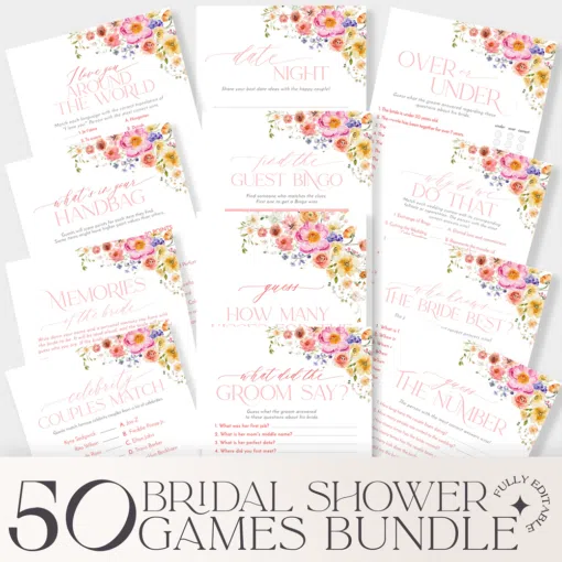 Bridal Shower Games Bundle Editable Printable Template B066
