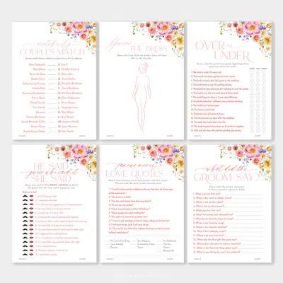 50 Bridal Shower Games Bundle Template Editable, Bright Flowers Bridal Shower Games Printable, Bundle Shower Games B066