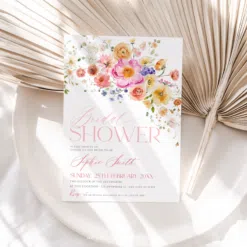 Bright Floral Garden Bridal Shower Invitation Template, Vivid Spring Bridal Shower Invite Printable Template, Bridal Shower Evite B066