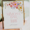 Bright Flowers Mimosa Bar Sign Printable | Floral Bridal Shower Table Sign Editable B066 Bright Flowers Mimosa Bar Sign Printable 1