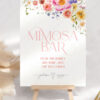 Bright Flowers Mimosa Bar Sign Printable | Floral Bridal Shower Table Sign Editable