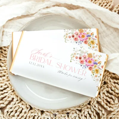 Chocolate Wrapper Template Bright Colorful Flowers