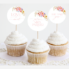 Colorful Floral Cupcake Toppers | Printable Editable Bridal Shower Decor Bright flowers Cupcake Toppers Template