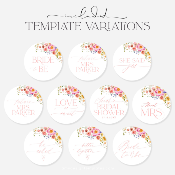 Bright flowers Cupcake Toppers Template