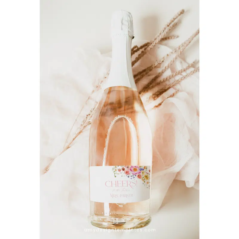 Printable wine label, Custom champagne printable labels template, bridal shower mini bottle labels B066