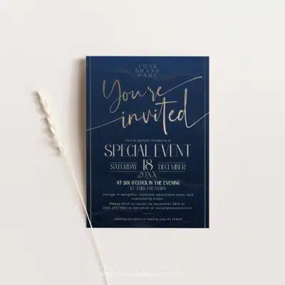 Grand Opening Invitation | Navy Blue Business Invitation Template | Editable Digital Invite