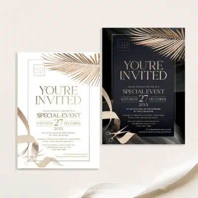 Grand Opening Invitation Template | Gold Business Invitation | Editable Corporate Party Invite