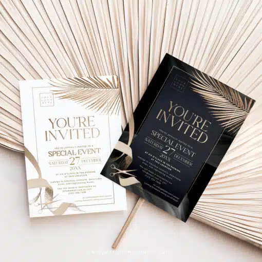 Grand Opening Invitation Template | Gold Business Invitation | Editable Corporate Party Invite