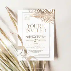 Grand Opening Invitation Template | Gold Business Invitation | Editable Corporate Party Invite