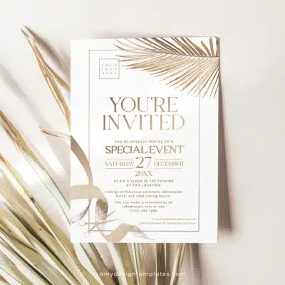 Grand Opening Invitation Template | Gold Business Invitation | Editable Corporate Party Invite