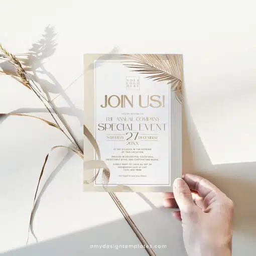 Elegant Business Invitation Template | Editable Corporate & Dinner Party Invite