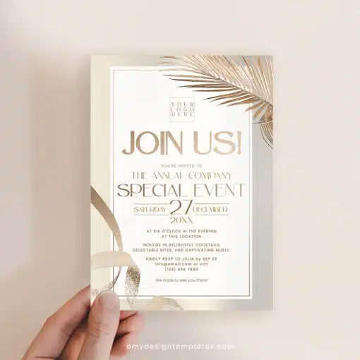 Elegant Business Invitation Template | Editable Corporate & Dinner Party Invite