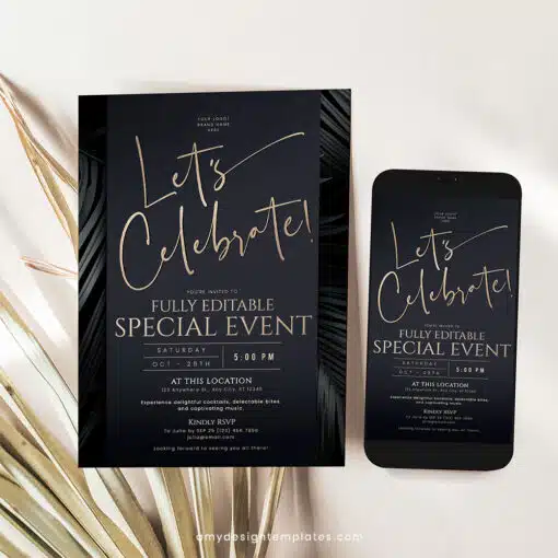 Let’s Celebrate Invitation Template | Editable Business & Corporate Party Invite