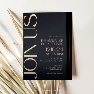 Business Invitation Template | Editable Corporate & Dinner Party Invite