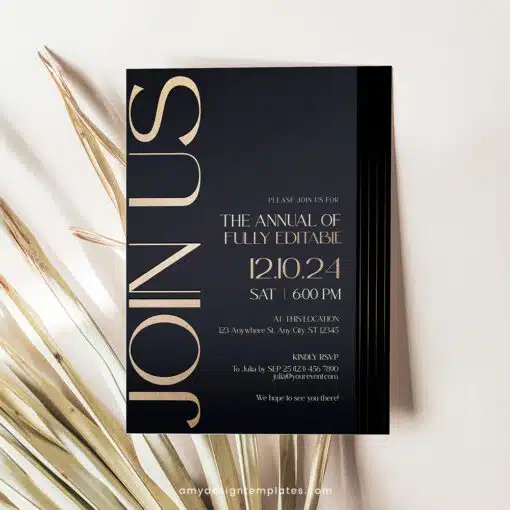 Business Invitation Template | Editable Corporate & Dinner Party Invite