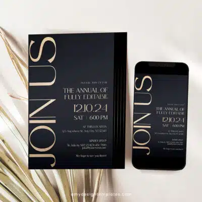 Business Invitation Template | Editable Corporate & Dinner Party Invite