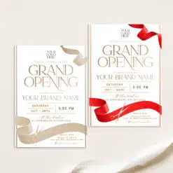 Grand Opening Flyer & Invitation Template | Gold Ribbon Cutting Event