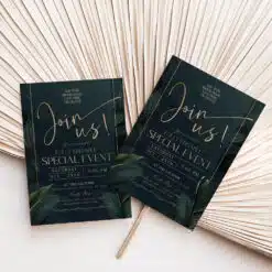 Emerald Business Invitation Template | Editable Greenery Corporate & Dinner Party Invite