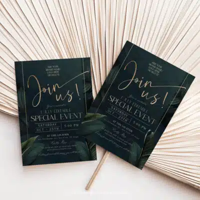 Emerald Business Invitation Template | Editable Greenery Corporate & Dinner Party Invite