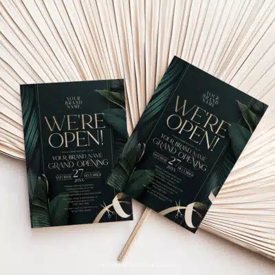 Emerald Grand Opening Invitation | Editable Green & Gold Business Launch Invite