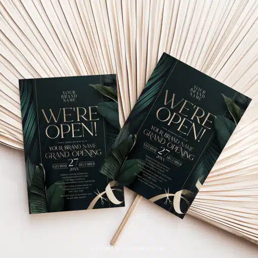 Emerald Grand Opening Invitation | Editable Green & Gold Business Launch Invite