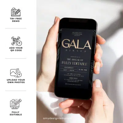 Gala Invitation Template | Editable Business & Dinner Party Digital Invite