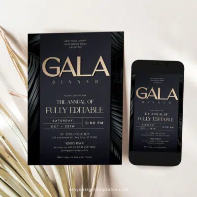 Gala Invitation Template | Editable Business & Dinner Party Digital Invite