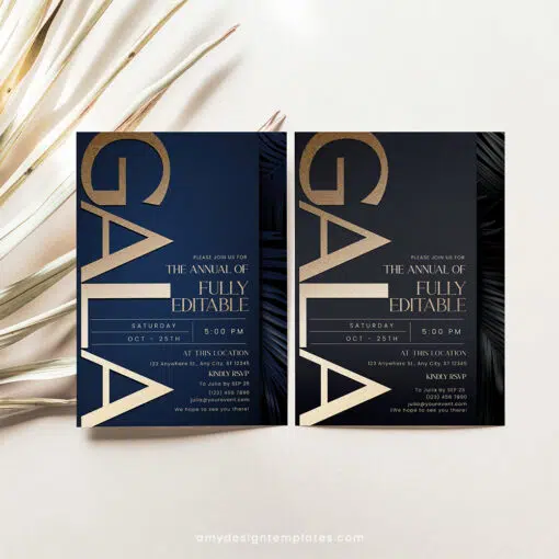 Navy Gold Gala Invitation | Editable Business Anniversary & Corporate Dinner Party Template