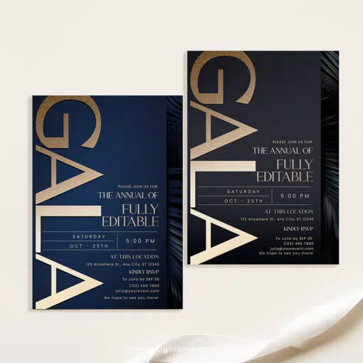 Navy Gold Gala Invitation | Editable Business Anniversary & Corporate Dinner Party Template