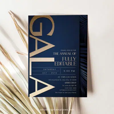 Navy Gold Gala Invitation | Editable Business Anniversary & Corporate Dinner Party Template