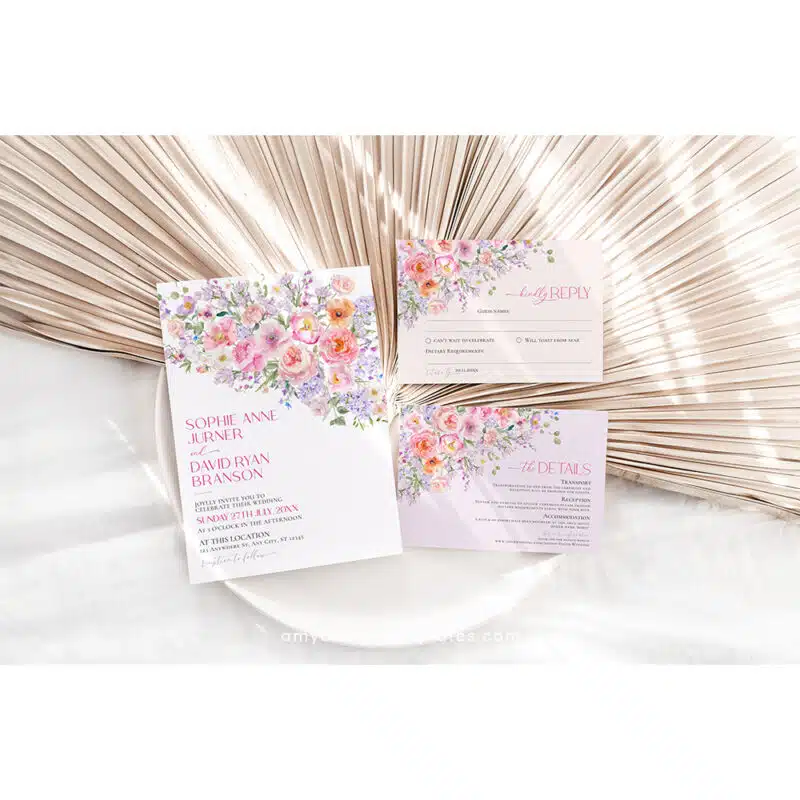 Spring Floral Wedding Invitation Template | Editable Bright Botanical Wedding Invite