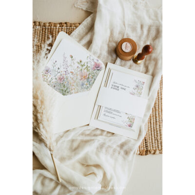 Floral Wedding Invitation Template | Editable Wildflower Meadow Wedding Invite