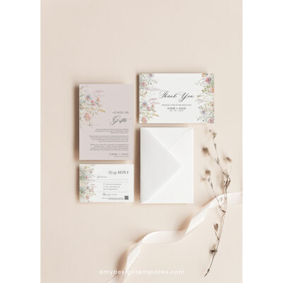 Floral Wedding Invitation Template | Editable Wildflower Meadow Wedding Invite