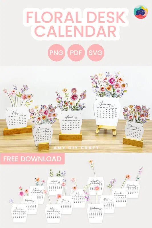 Free Printable Floral Desk Calendar AMY DIY CRAFT