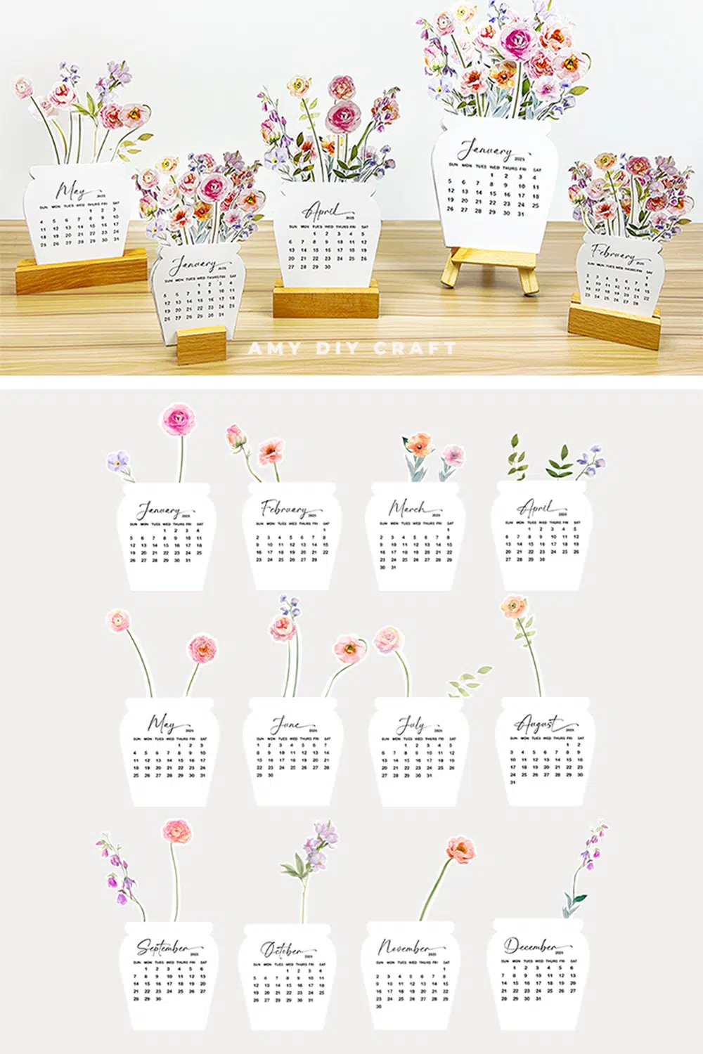 Free Printable Floral Desk Calendar AMY DIY CRAFT