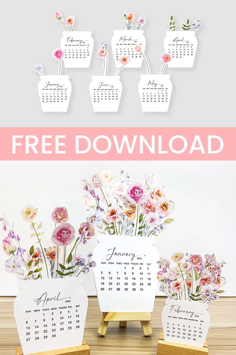 Free Printable Floral Desk Calendar AMY DIY CRAFT