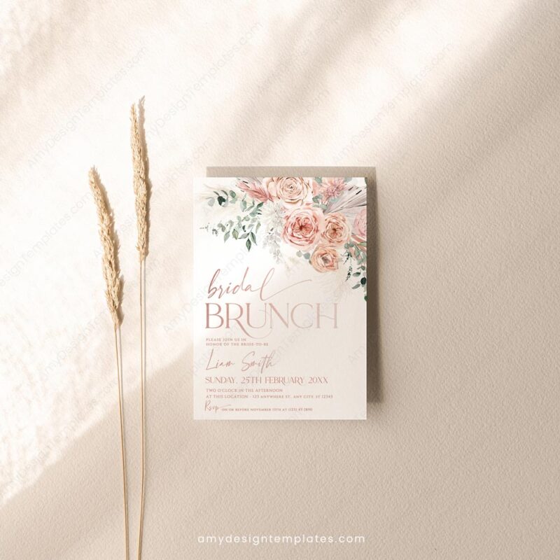 Dusty Rose Bridal Brunch Invitation Template