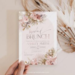 Pink Bohemian Bridal Brunch Invitation Template