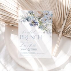 Dusty Blue Bridal Brunch Invitation Template, Floral Bridal Shower Brunch