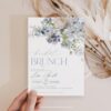 Dusty Blue Floral Bridal Brunch Invitation Template