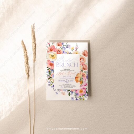 Bright Floral Bridal Brunch Invitation Template | Shower Invite Card