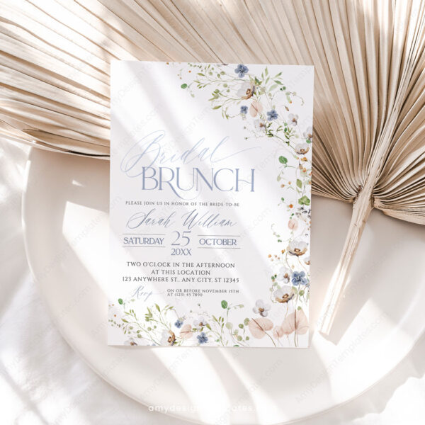 Elegant Botanical Bridal Brunch Invitation Template