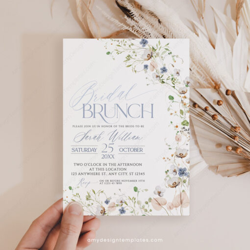 Elegant Botanical Bridal Brunch Invitation Template