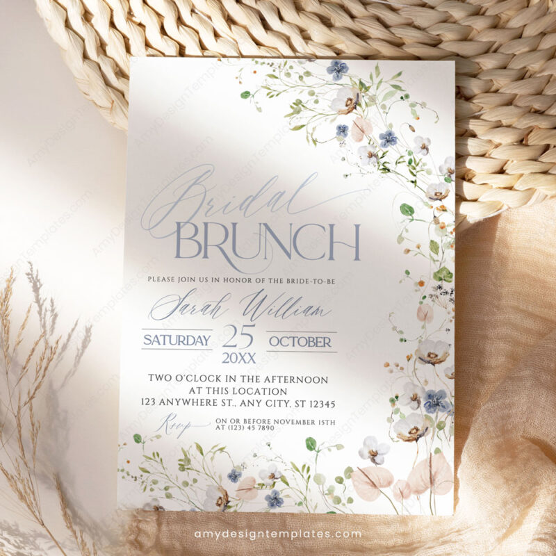 Elegant Botanical Bridal Brunch Invitation Template