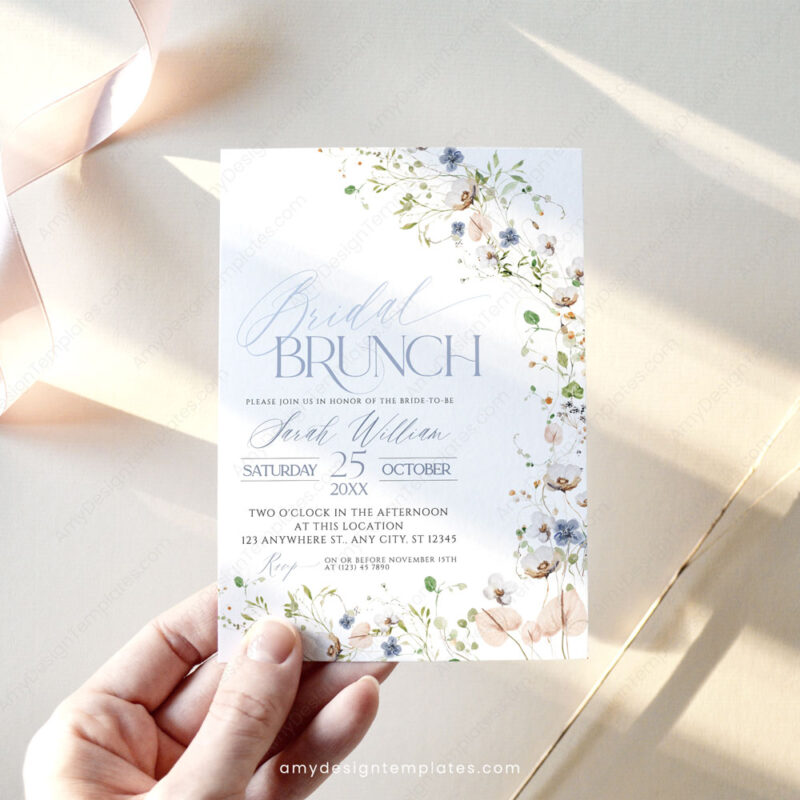 Elegant Botanical Bridal Brunch Invitation Template