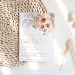 Boho Bridal Brunch Invitation Burnt Orange & Pampas Grass