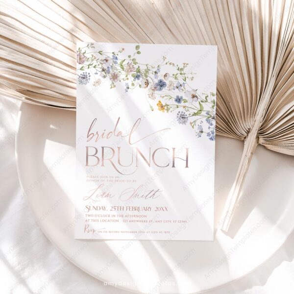 Elegant Wildflower Bridal Brunch Invitation Card