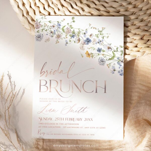 Elegant Wildflower Bridal Brunch Invitation Card