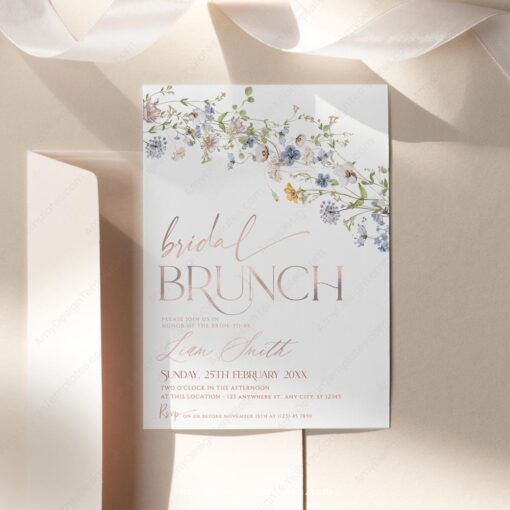 Elegant Wildflower Bridal Brunch Invitation Card